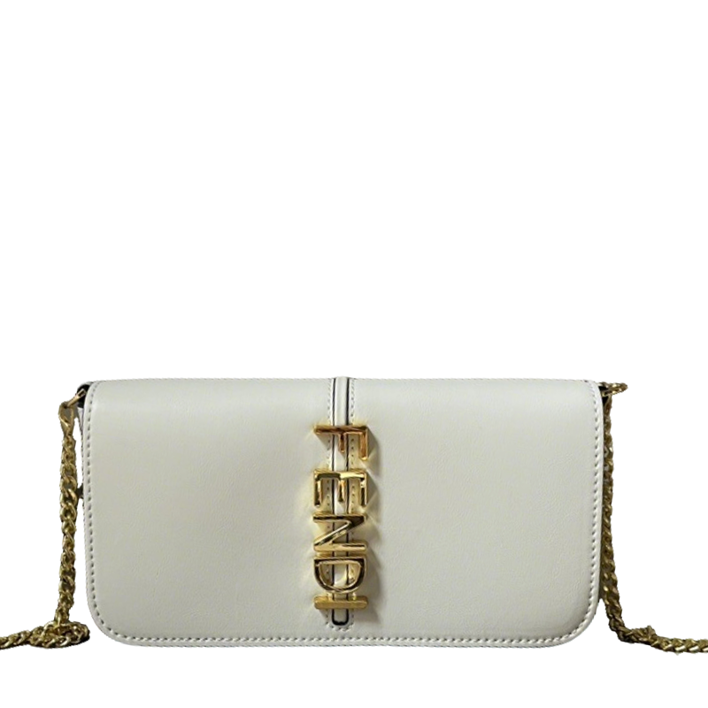 Elegant Fendi Chain Crossbody Bag With Gold - Tone Logo Accent 1121