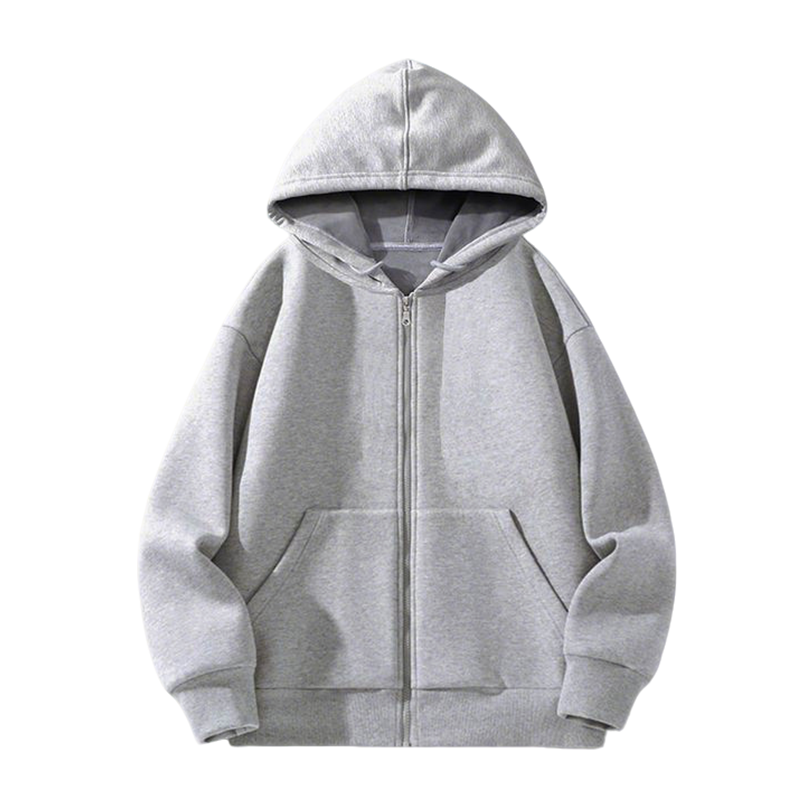 Versace - Inspired Gray Zip - Up Hoodie With Hooded Design And Oversized Silhouette