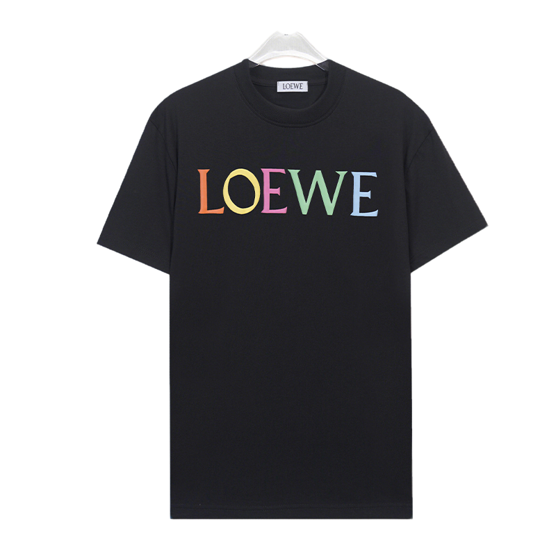 LOEWE Black/White Tee With Colorful 3D Lettering For Trendy High - Fashion Outfits