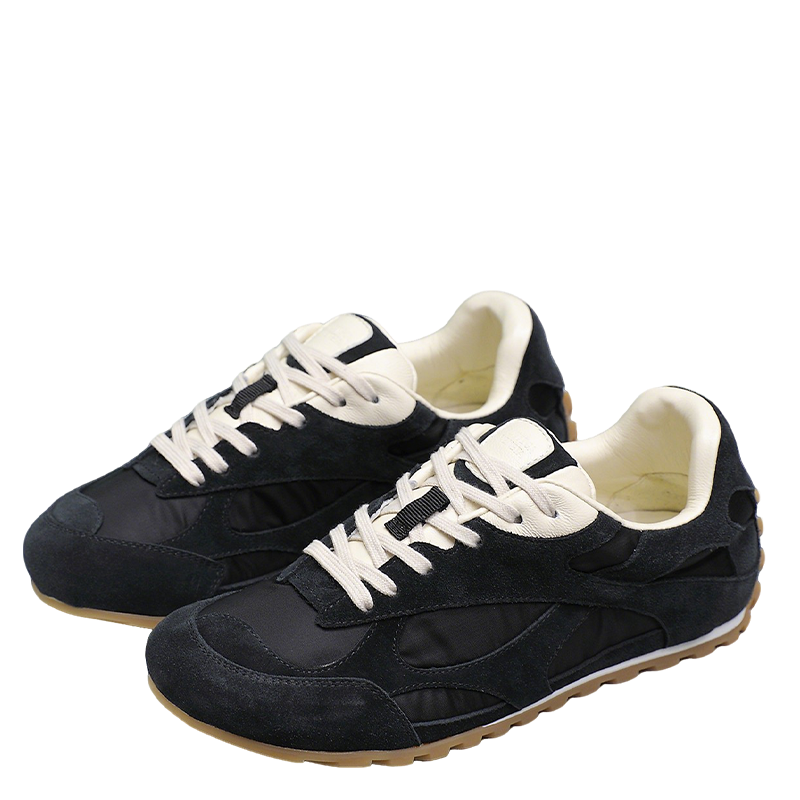 Bottega Veneta Unisex Black And White Suede Low - Top Sneakers
