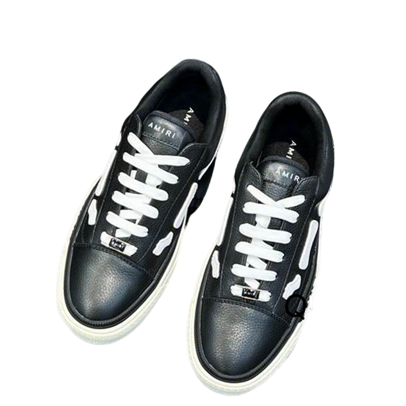 Amiri Black And White Low - Top Leather Sneakers With Contrast Details