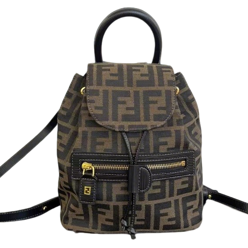 Elegant Fendi Mini Backpack With Iconic FF Pattern And Gold - Tone Hardware 185