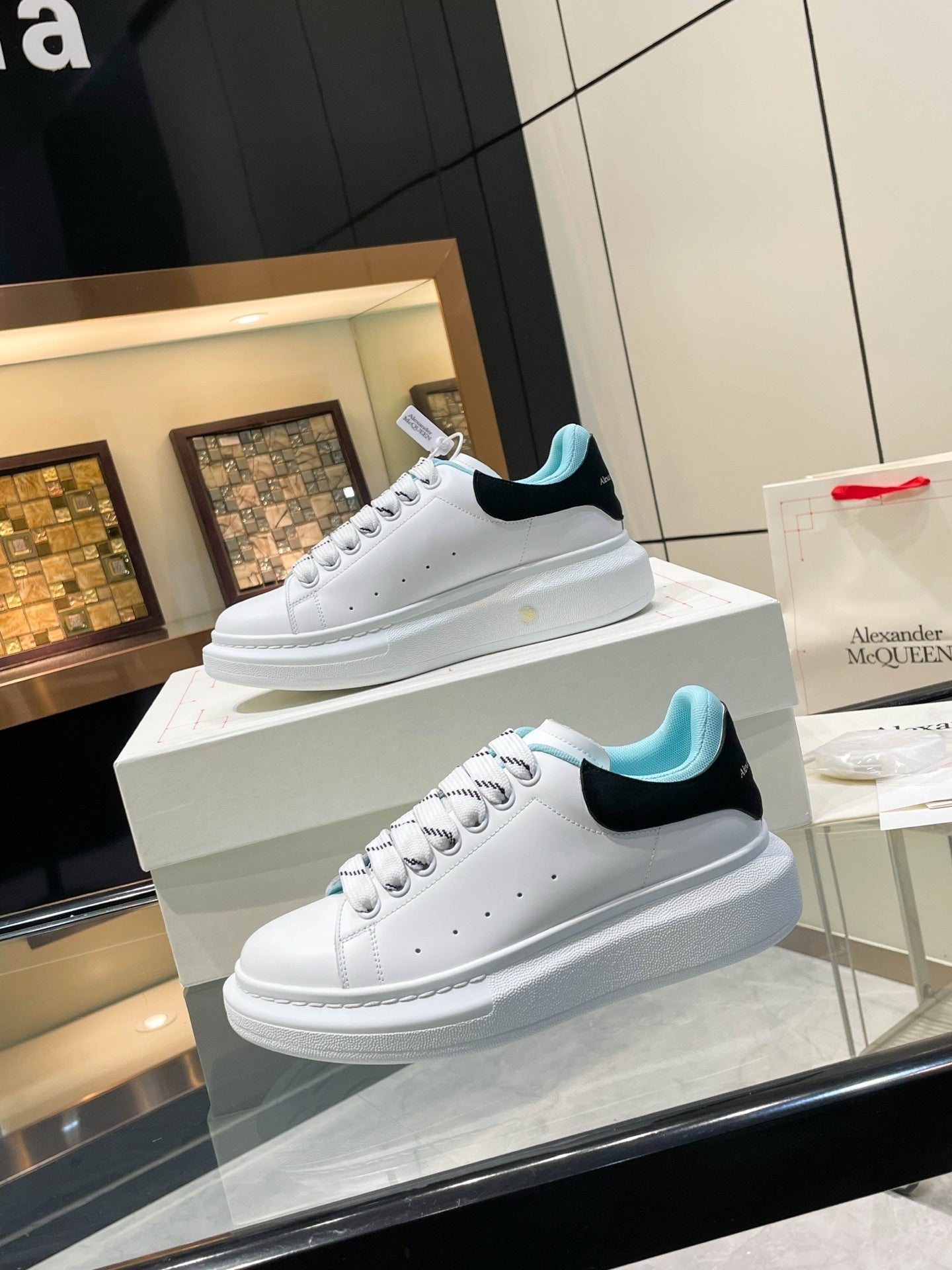 Alexander McQueen Unisex Oversized Sneakers With Blue And Black Accents