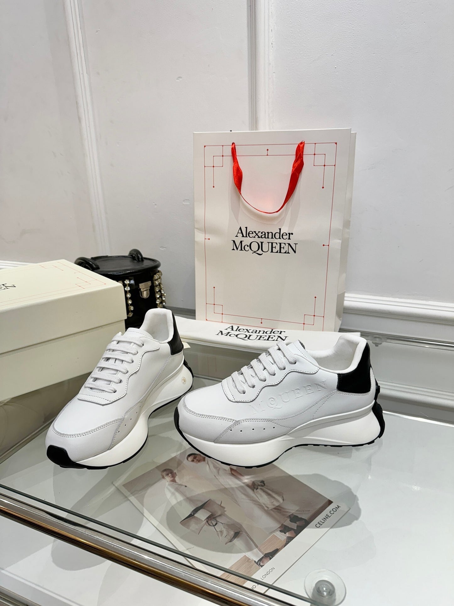 Alexander McQueen Unisex Oversized Sneakers With Metallic Heel Accents