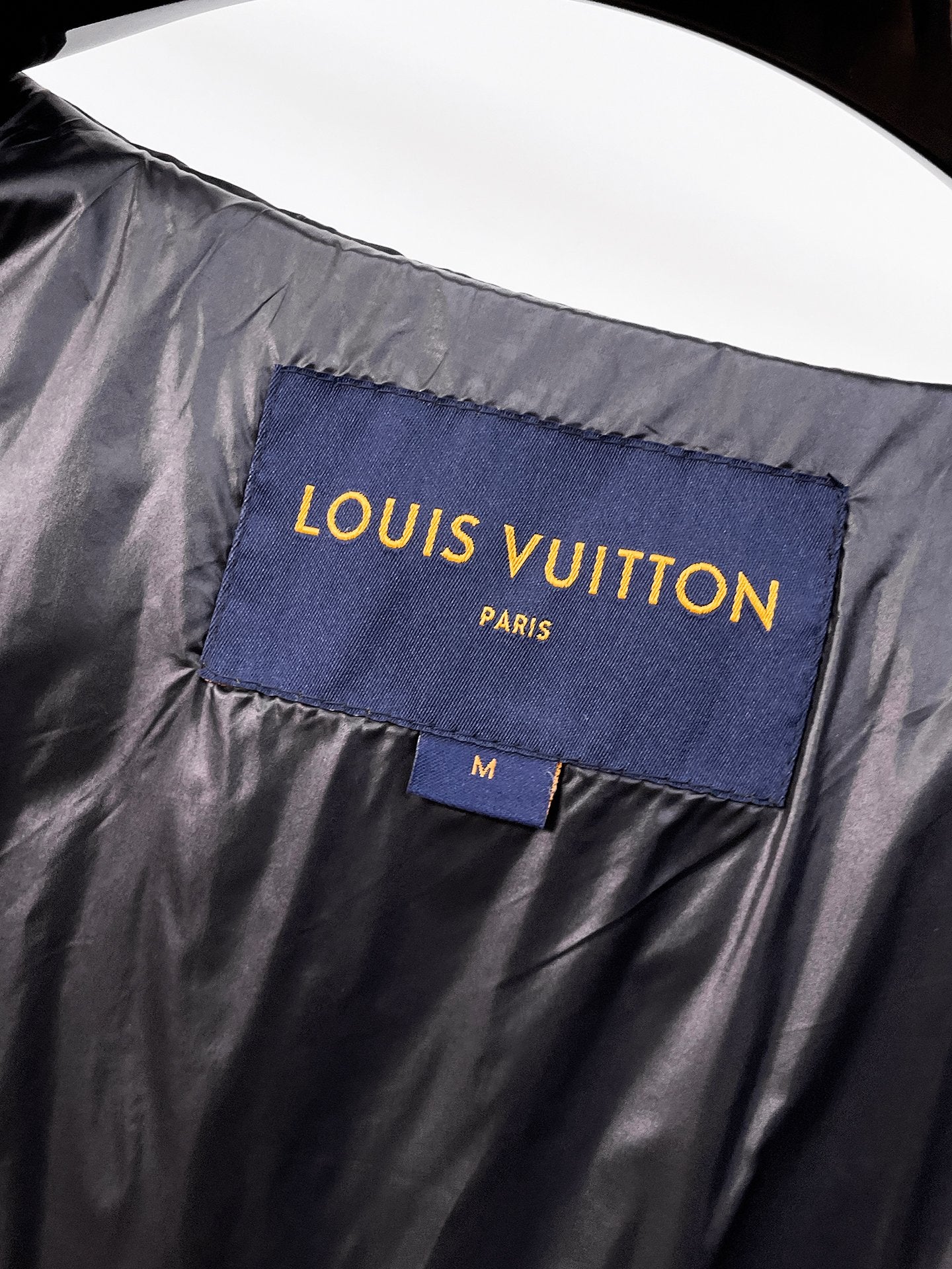 Louis Vuitton Black Checkered Hooded Down Jacket With Brand Patch