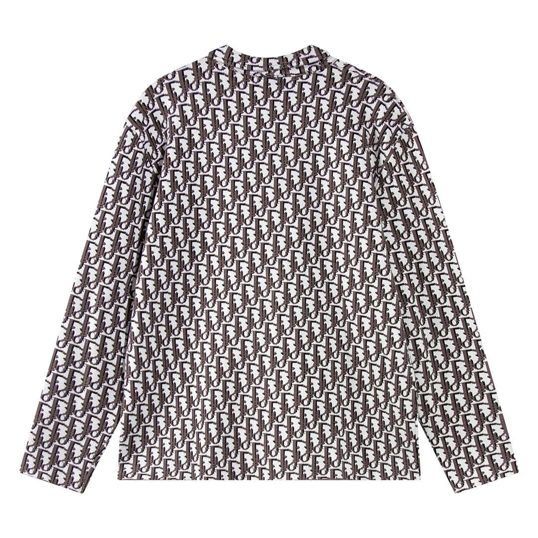 Dior Monogram Pattern Long Sleeve Knitted Fashion Sweater