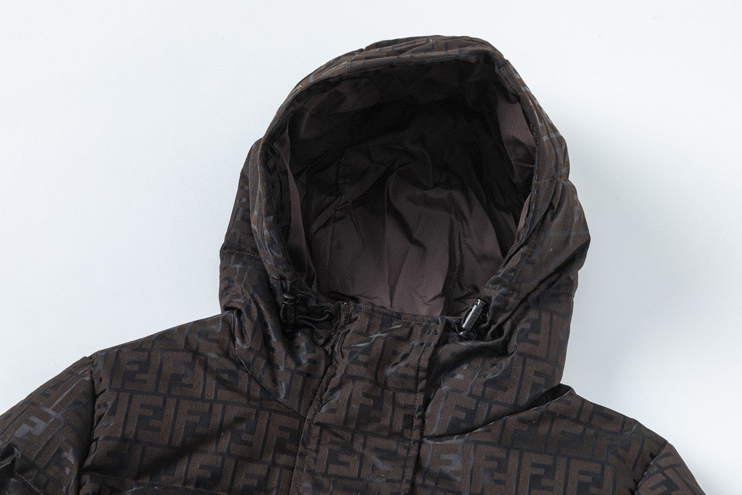 Fendi Stylish Down Jacket With Signature Patterns And Hood