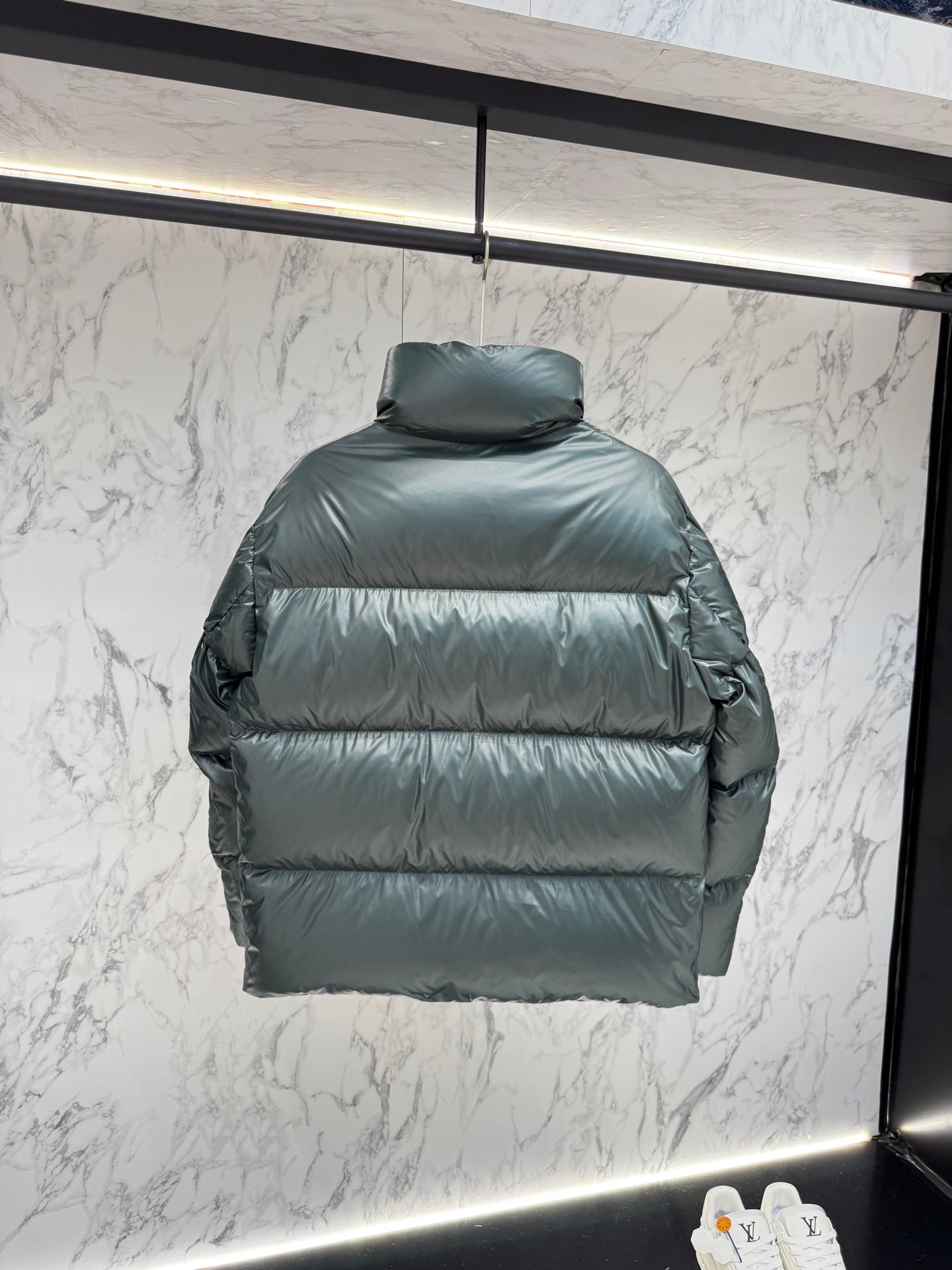 Prada Green High - Neck Down Jacket With Triangle Logo