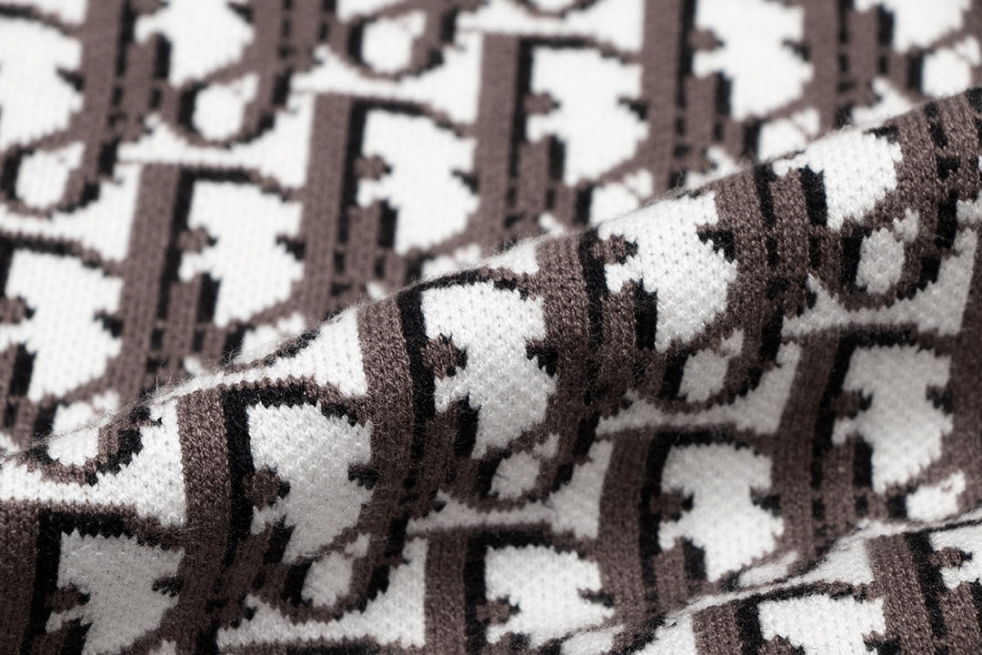 Dior Monogram Pattern Long Sleeve Knitted Fashion Sweater