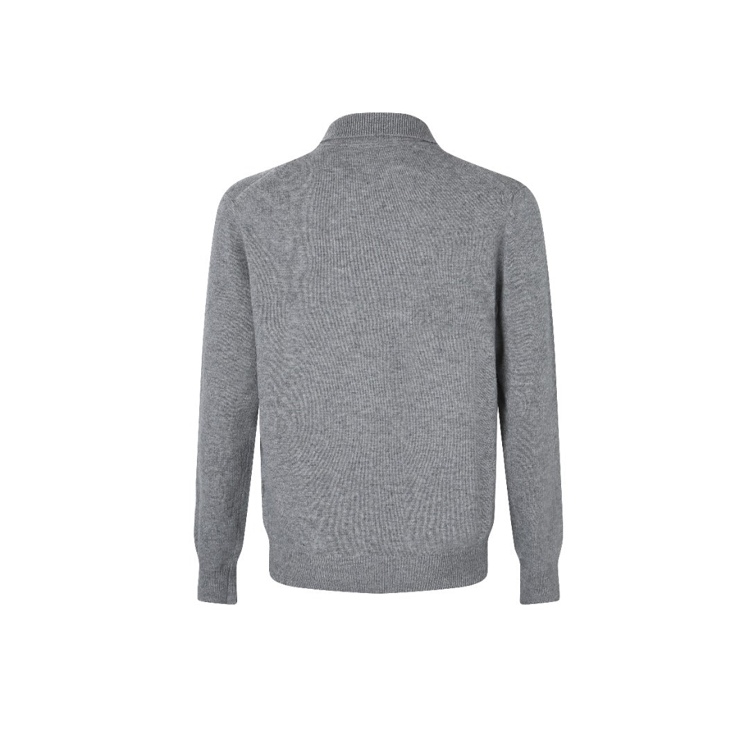 Burberry Men's Grey Half - Zip Cashmere Sweater With Logo