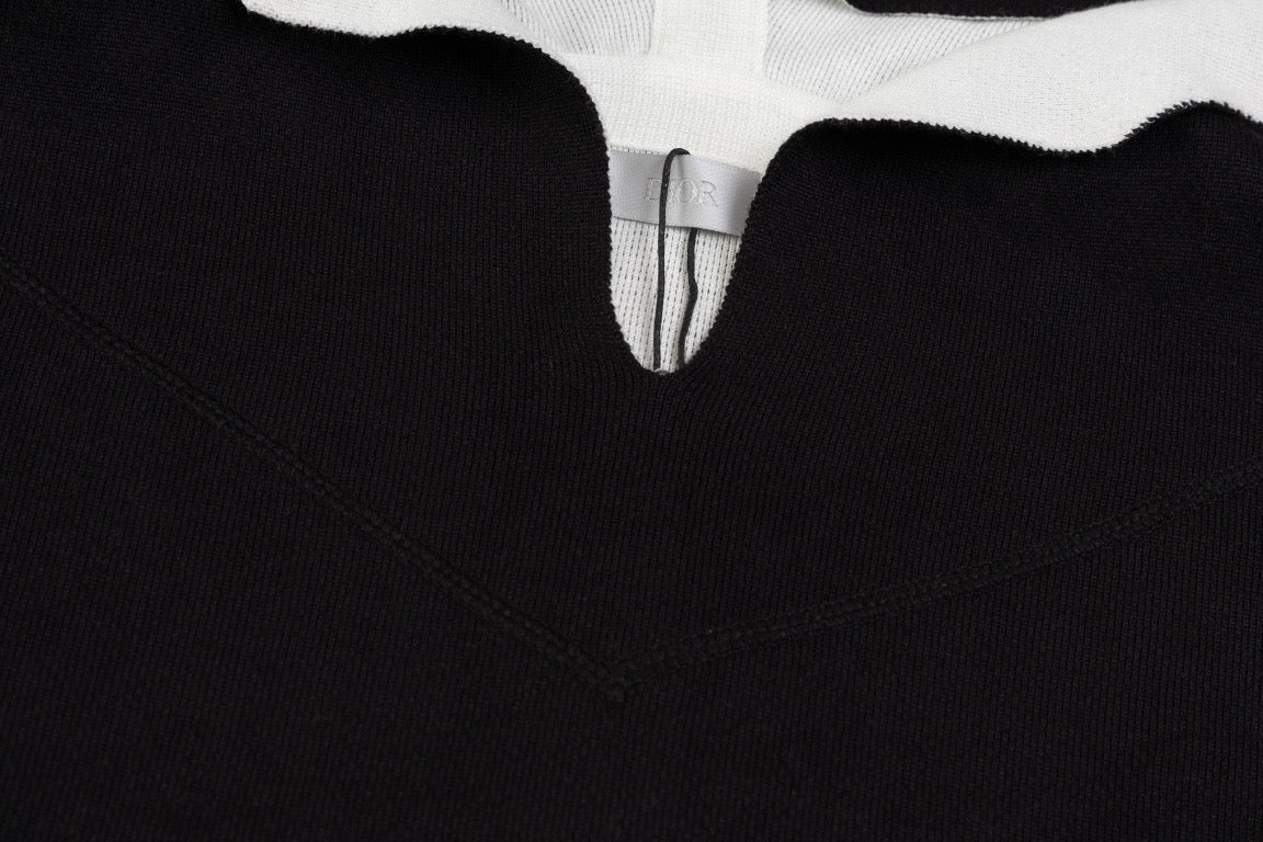 Dior Black Sweater With Contrast Collar For Fashion