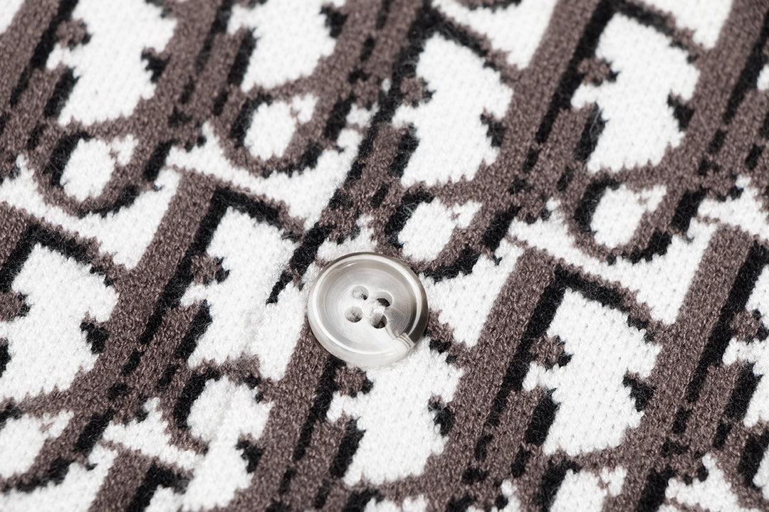 Dior Monogram Pattern Long Sleeve Knitted Fashion Sweater