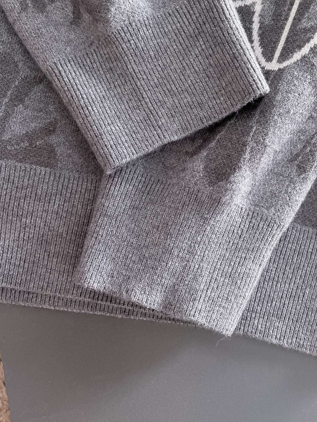Chrome Hearts Style Grey Crew Neck Sweater With Cross And Logo Print