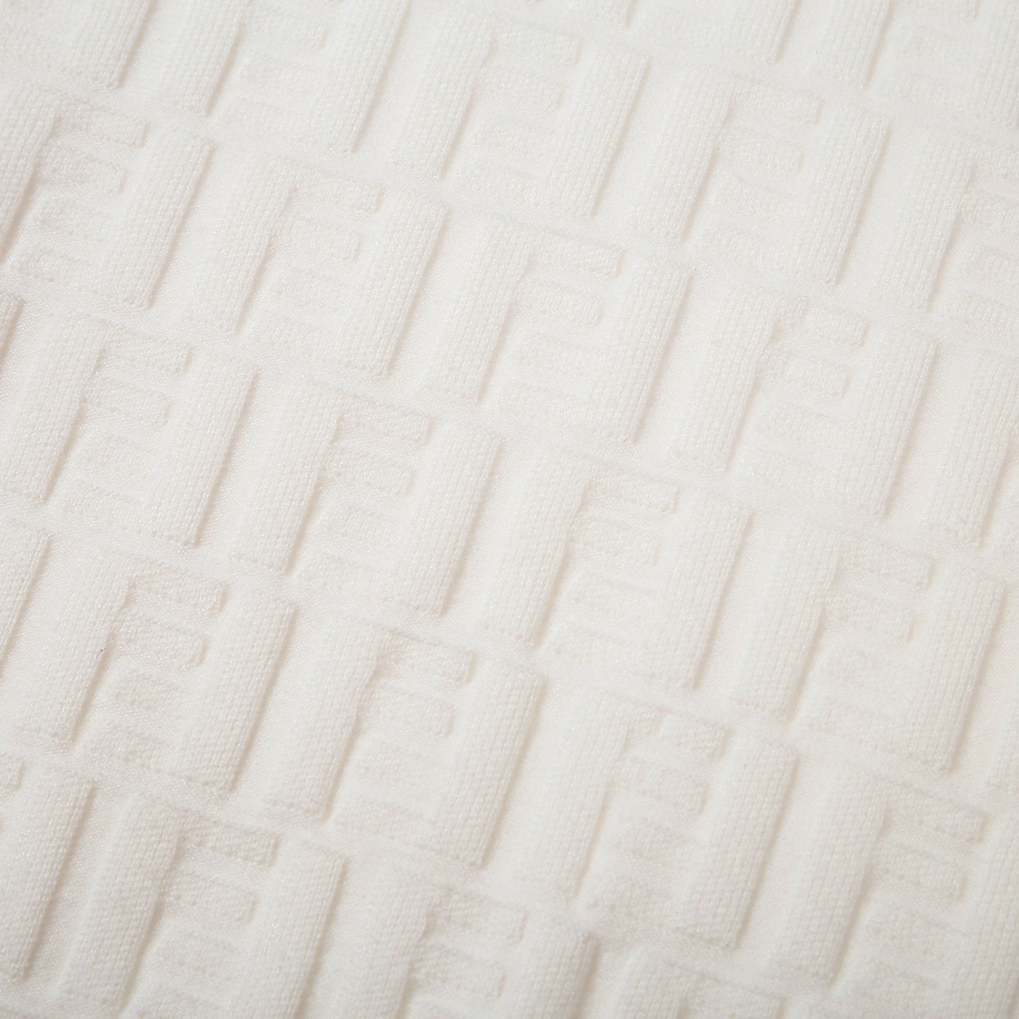 Fendi White Crew Neck Sweater With Subtle Textured Pattern