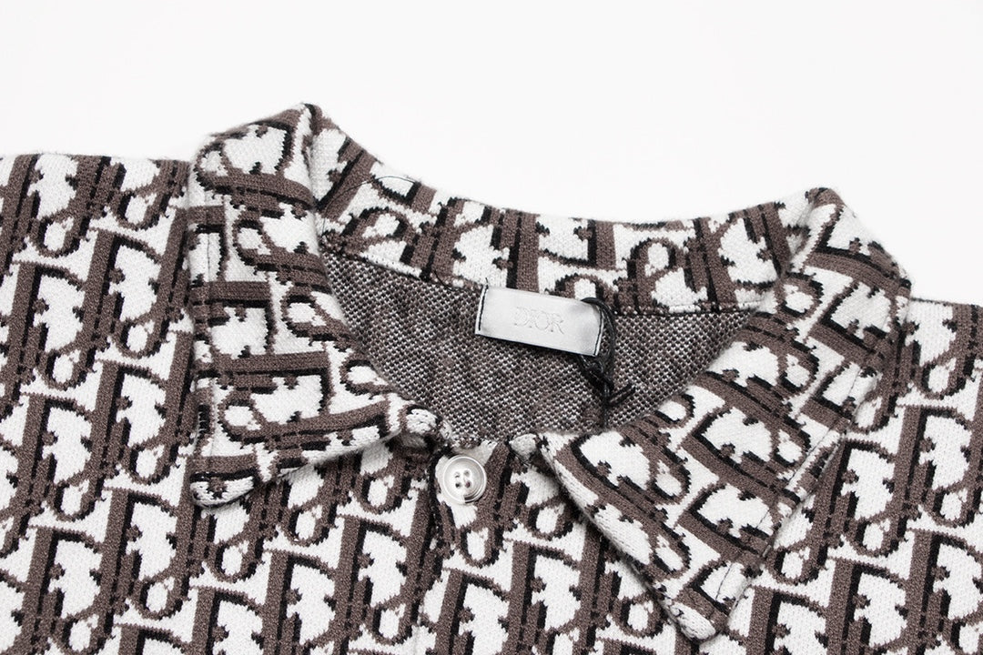 Dior Monogram Pattern Long Sleeve Knitted Fashion Sweater
