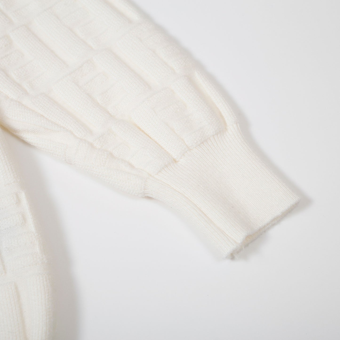 Fendi White Crew Neck Sweater With Subtle Textured Pattern