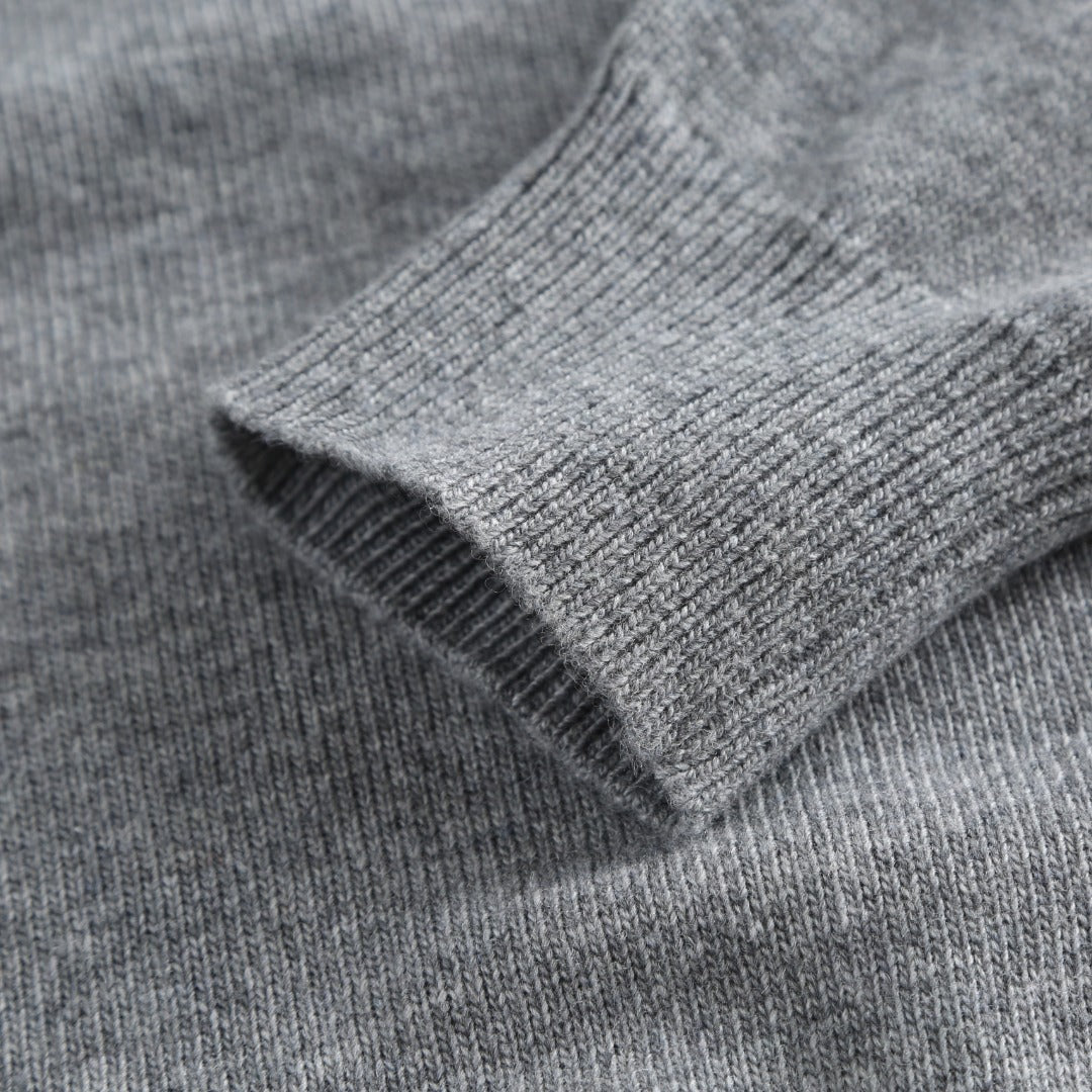 Burberry Men's Grey Half - Zip Cashmere Sweater With Logo