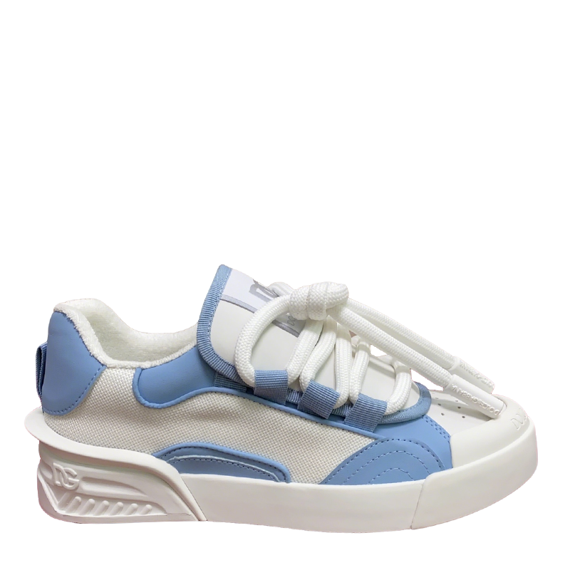 Dolce & Gabbana Unisex Blue And White Low - Top Sneakers With Branding