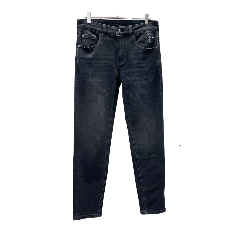 Dior Dark Grey Denim Jeans With Embroidered Logo Detail