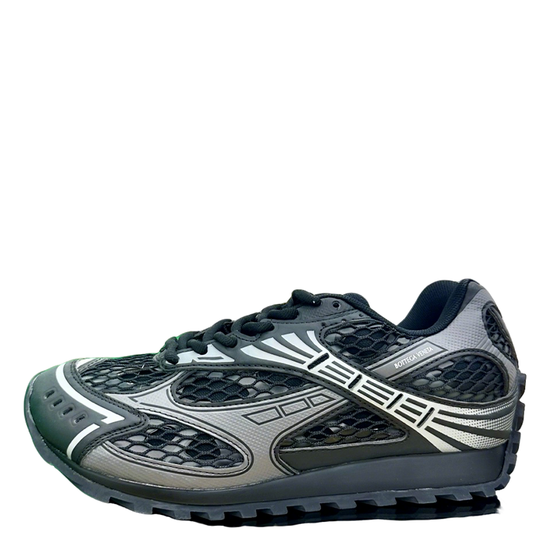 Bottega Veneta Unisex Black And Silver Mesh Low - Top Sneakers