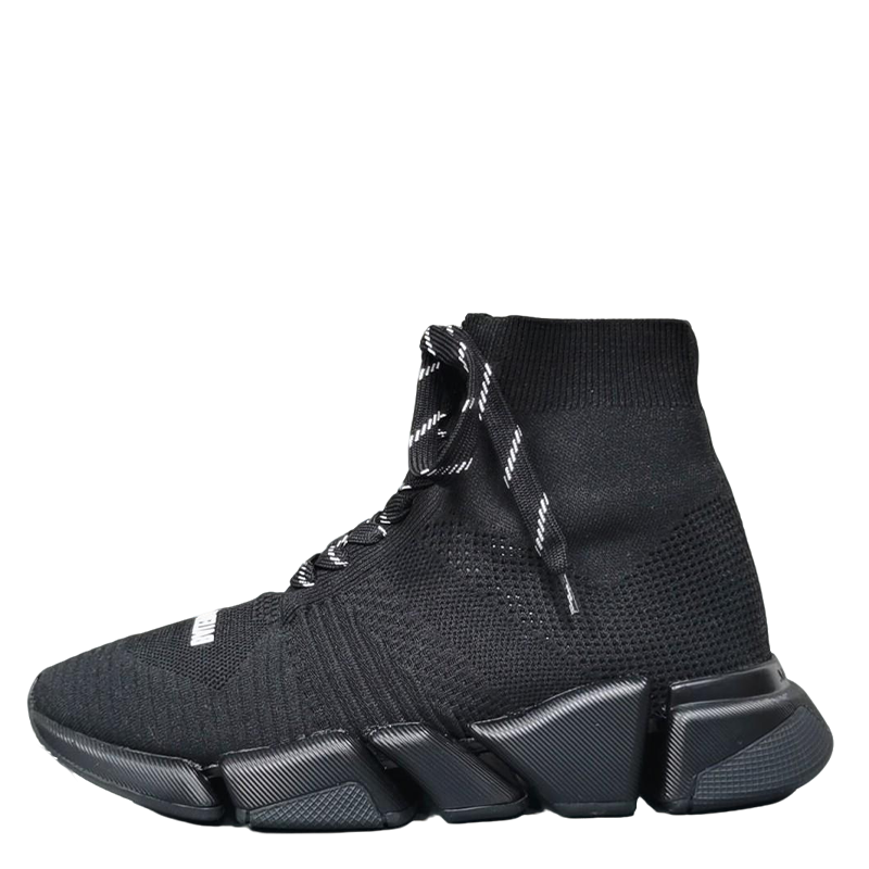 Balenciaga Unisex Black Lace-up Sock Sneakers Trendy Option for Fashion-forward Men and Women