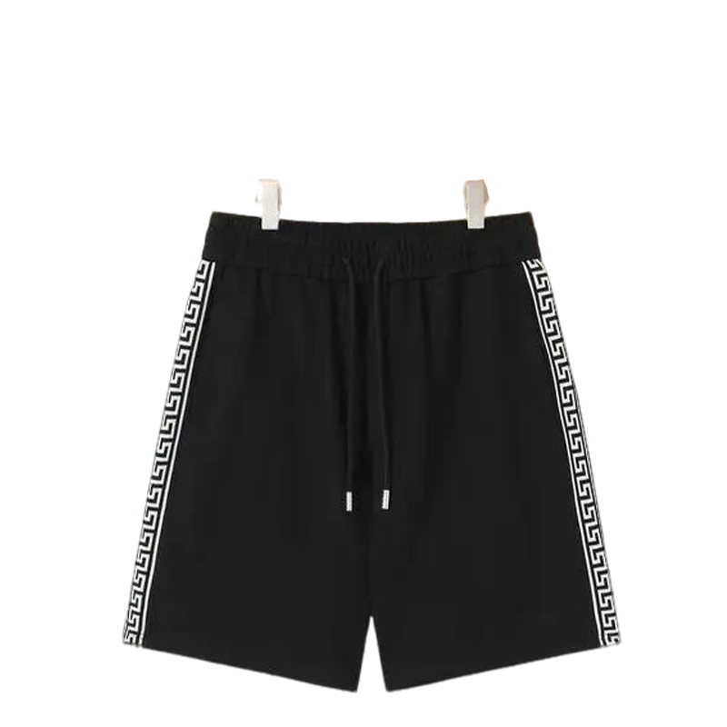 Givenchy Men's Black Shorts with Greek Key Pattern Details