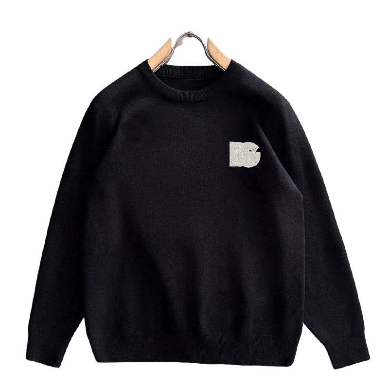 Dolce & Gabbana Men's Black Crew Neck Knitted Sweater With Logo