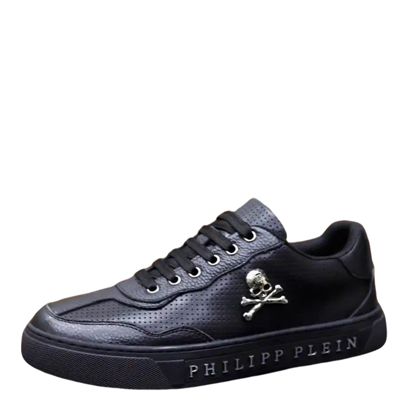 Philipp Plein Black Leather Sneakers With Skull And Crossbones Detail