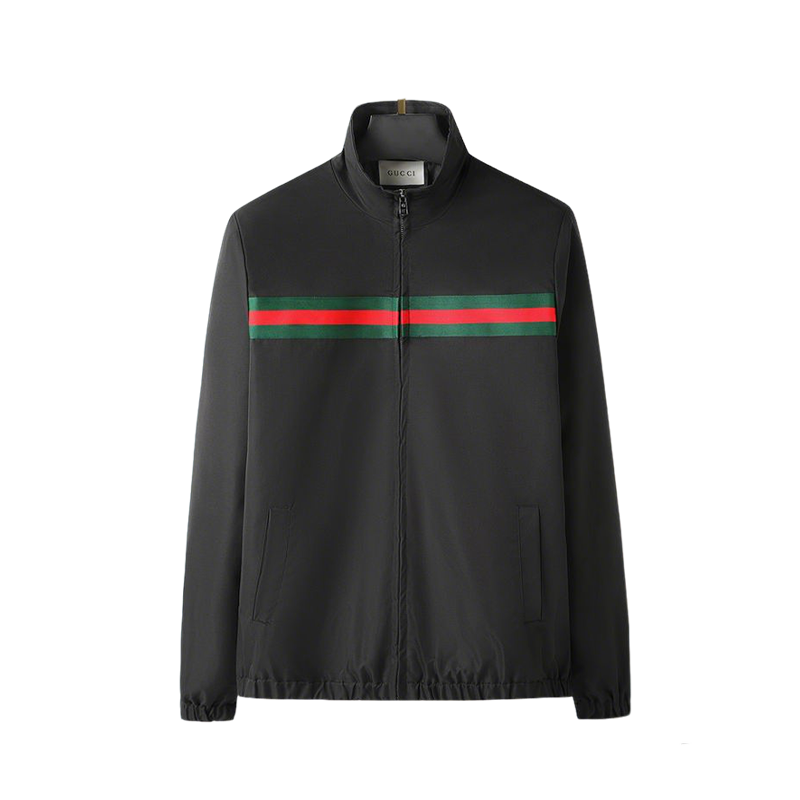Gucci Black Track Jacket With Iconic Web Stripe