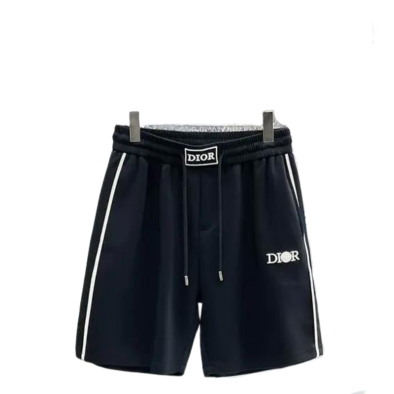 Dior Black Shorts With White Stripes And Brand Logo