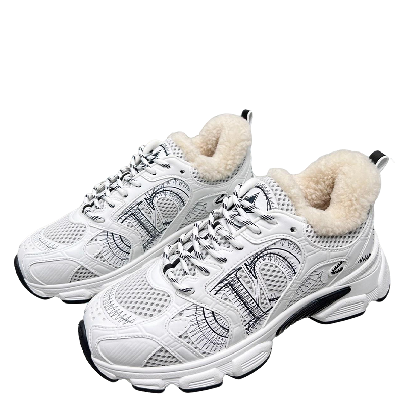 Women's Dior White Sneakers With Warm Fleece Lining