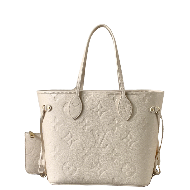 Elegant Louis Vuitton Cream Empreinte Leather Neverfull Tote Bag for Fashion Enthusiasts