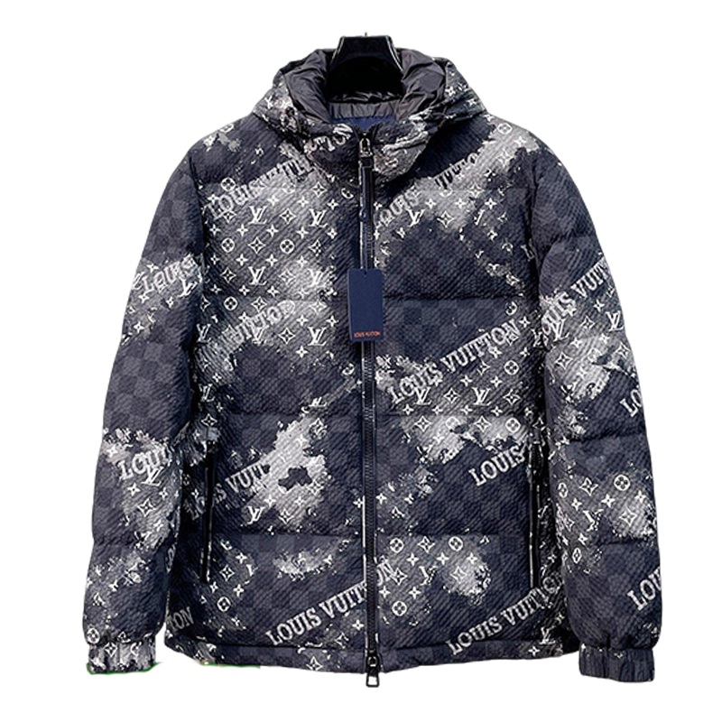 Louis Vuitton Hooded Down Jacket With Monogram And Logo Print