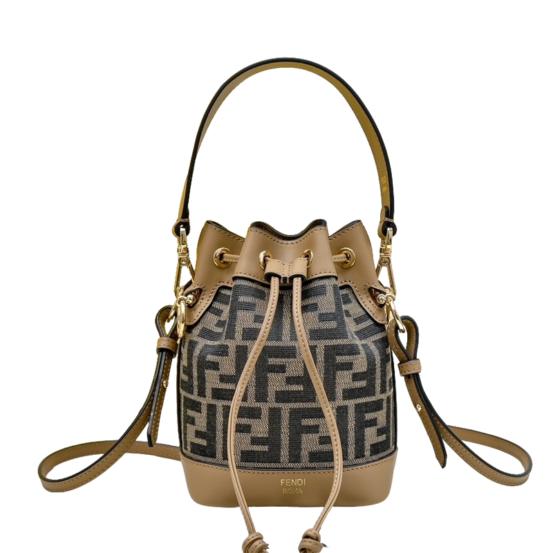 Chic Fendi Mon Tresor Bucket Bag With Signature FF Pattern And Leather Accents 1012