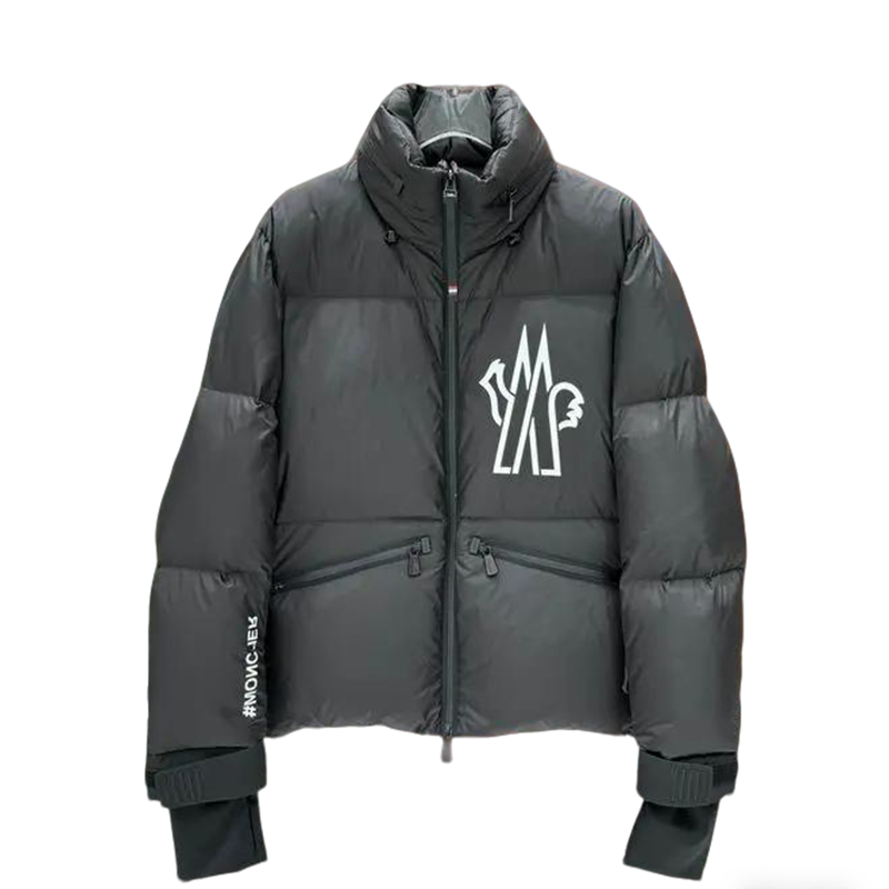 Moncler Men's Black Hooded Down Jacket With Signature Logo And Zip Pockets