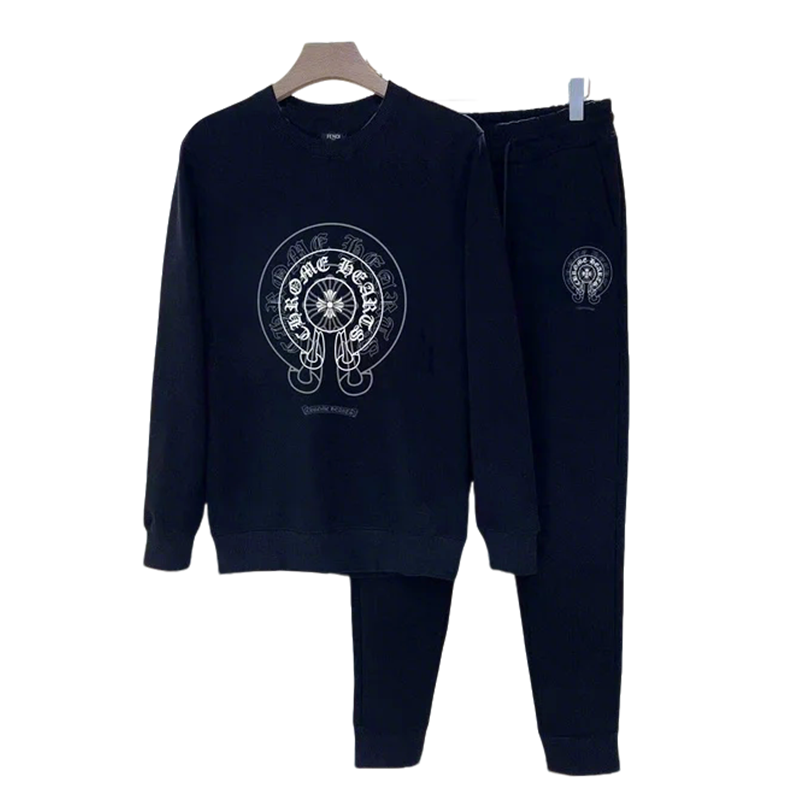 Chrome Hearts Black Tracksuit With Intricate White Graphic Design