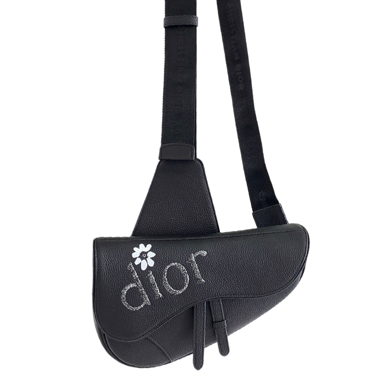 Trendy Dior BY ERL Saddle Bag With Floral Accent And Brand - Embellished Design ADPO093