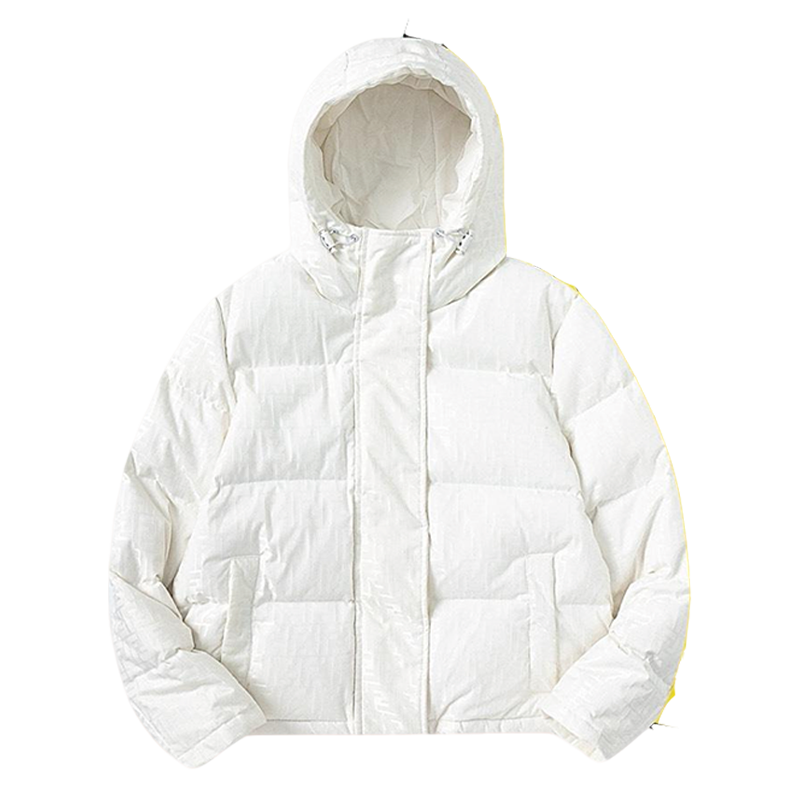Fendi White Hooded Down Jacket For Fashionable Cold - Weather Wear