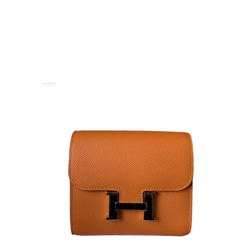 Elegant Brown Hermes Constance Wallet with Iconic H Buckle 1313