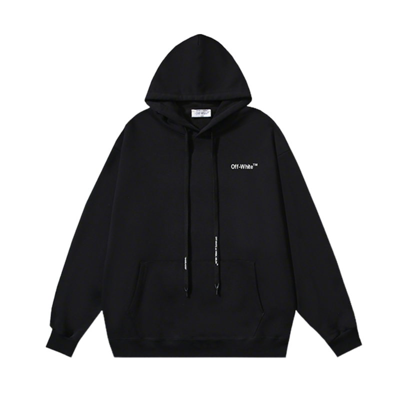 Off-White Black Hoodie with Minimalist Logo for Trendy Streetwear Aesthetics
