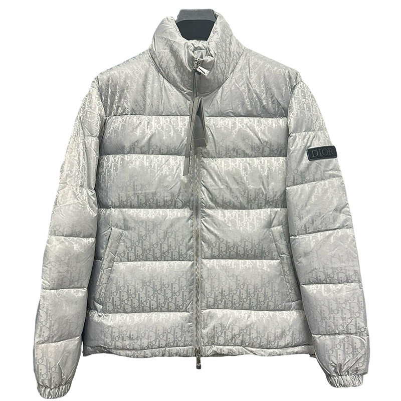 Stylish Silver Dior Puffer Jacket For Cold - Weather Elegance