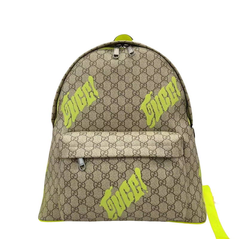 Stylish Gucci Backpack With Signature Pattern And Neon Accents For Fashion Lovers 834466