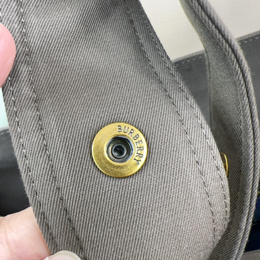 Burberry Gray Canvas Crossbody Bag With Gold Accents For Timeless Fashion And Practical Use Style No.1440