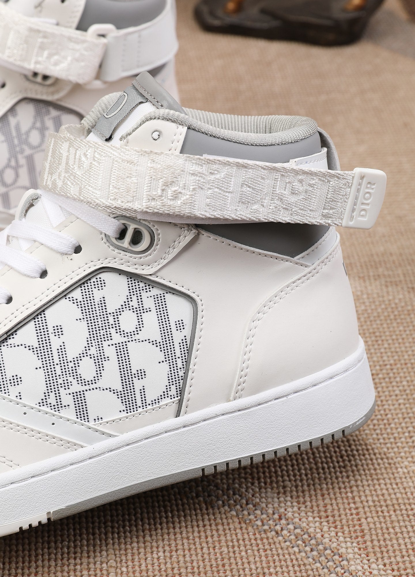 Dior Men's High Top Sneakers with Oblique Pattern and Adjustable Strap