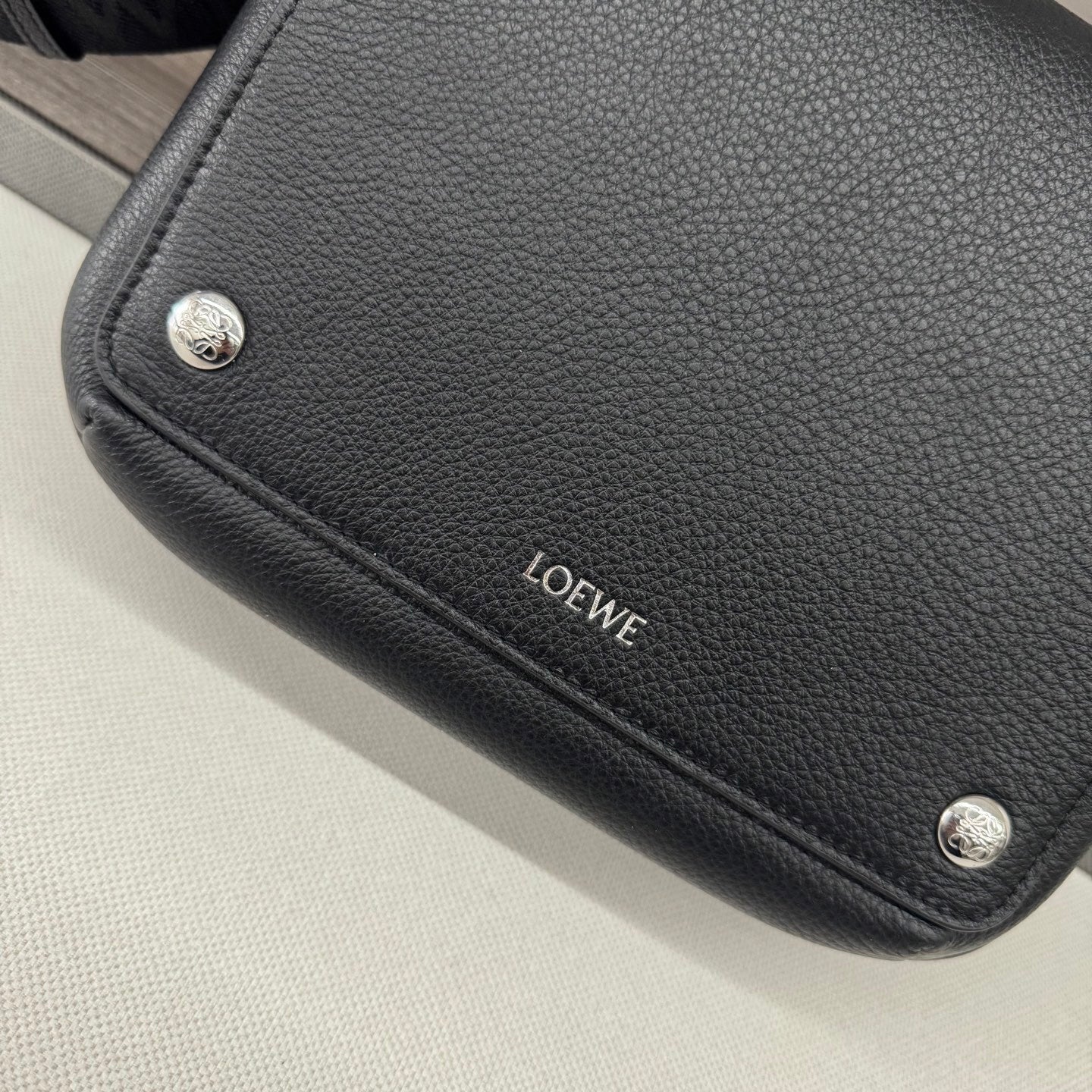 Loewe Black Leather Crossbody Bag With Signature Strap Detail 652441