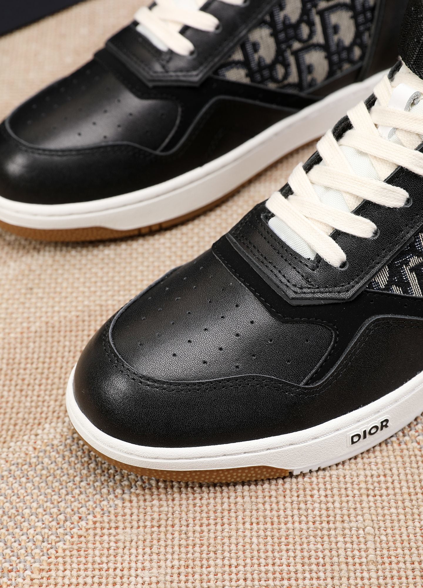 Dior Men's High Top Sneakers with Oblique Pattern and Adjustable Strap