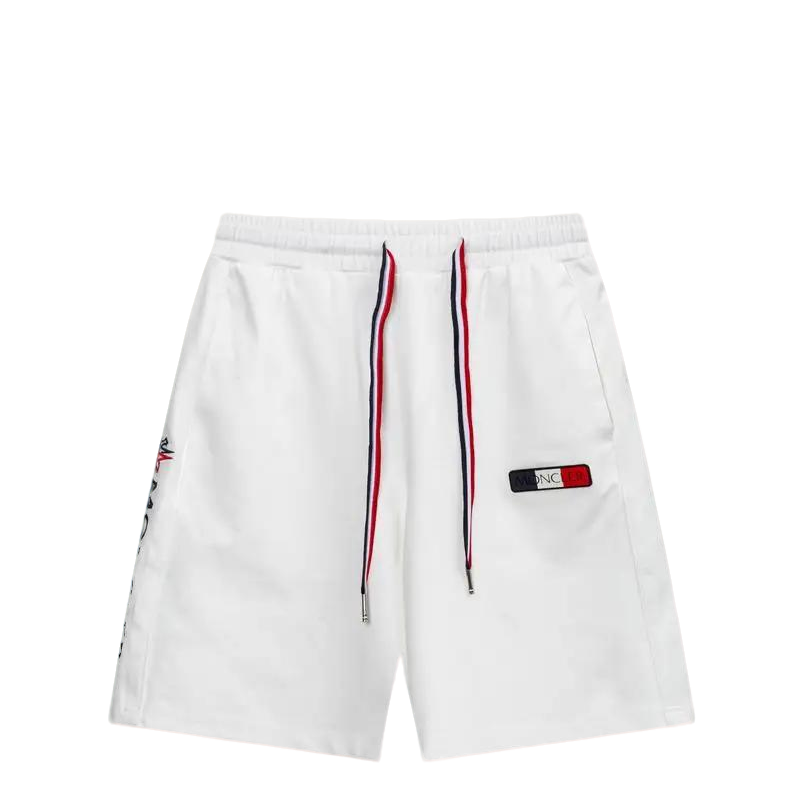 Moncler Men's White Drawstring Shorts with Brand Accents