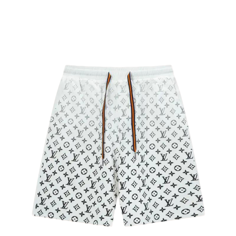 Louis Vuitton Men's White Drawstring Shorts with Monogram Print