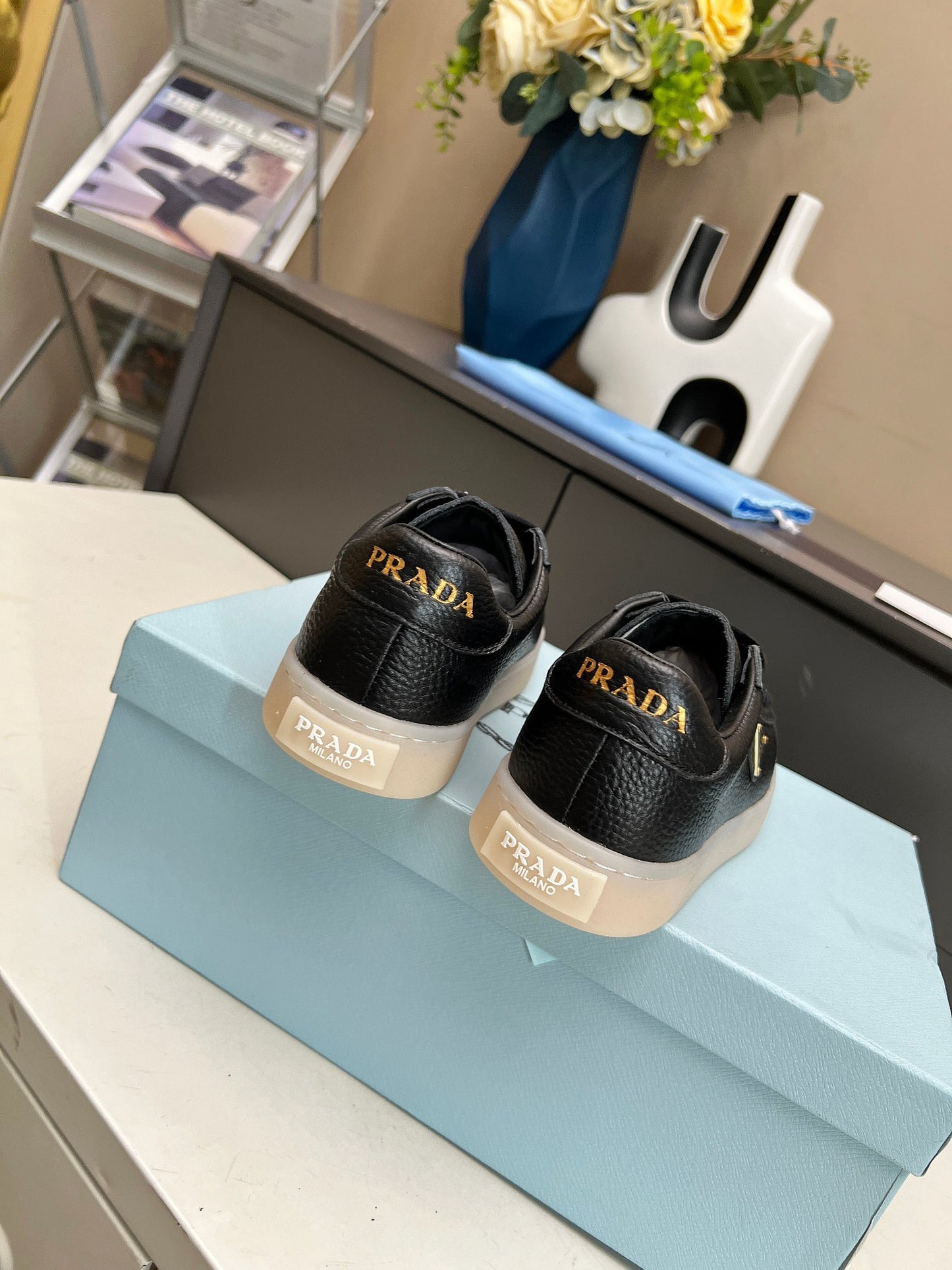 Prada Unisex Sneakers Triangle Logo Luxury Fashion Sneakers
