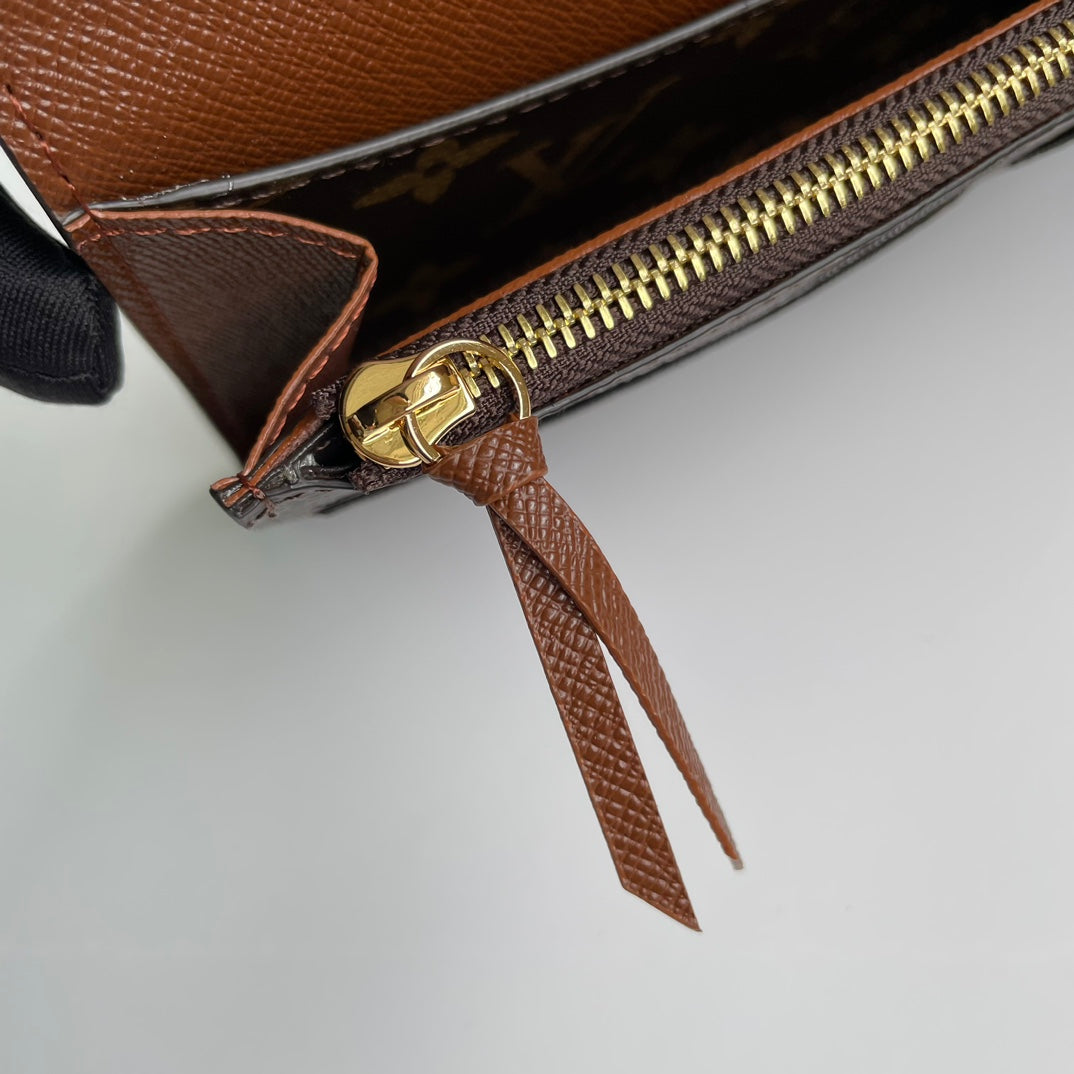Classic Louis Vuitton Monogram Canvas Long Wallet With Gold Button For Timeless Elegance M60696